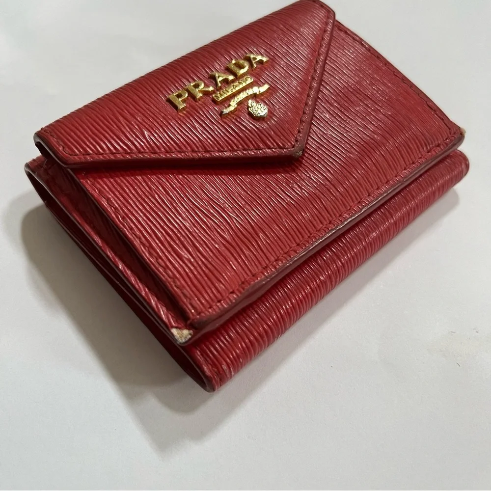 PRADA Compact Wallet Tri-fold Leather Vitello Move Mini